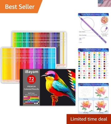 72 Count Colored Pencils for Adult Coloring Books, Soft Core, Ideal for Drawi...