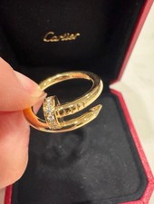 Cartier Juste un Clou Diamond Ring 18K Yellow Gold Size 56 US 7.5 Box Papers