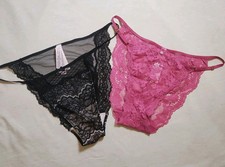 Victoria's Secret Lace and Mesh Bikini Panties 2 Pairs Size Large NWT