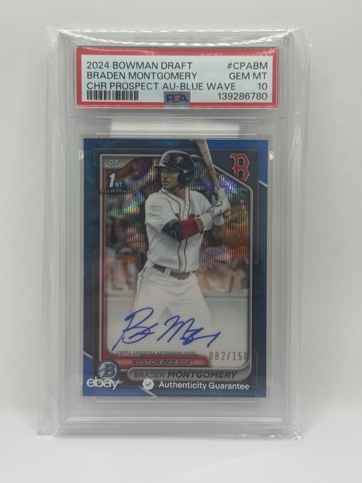 2024 Bowman Autograph Braden Montgomery #CPA-BM Blue Wave Refractor /150 Psa10