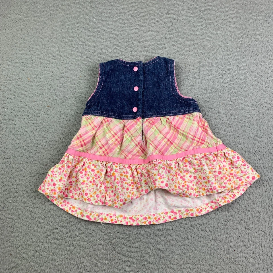 Vintage Disney Baby 2000's Winnie the Pooh Baby Girl Dress 3/6m Y2K Denim - Image 2 of 4