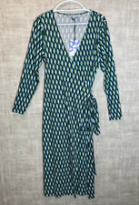 Diane Von Furstenberg Target Deep V Wrap Dress Midi Arrow Geo Sz XL Long Sleeve