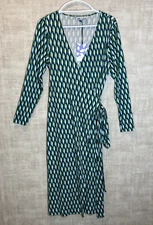 Diane Von Furstenberg Target Deep V Wrap Dress Midi Arrow Geo Sz XL Long Sleeve