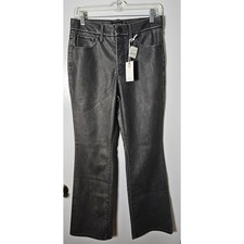 Good American Faux Leather Flare Pants Washed Black High Rise Womens Sz 6/28 NWT