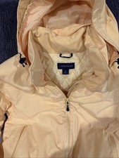 Lands  End Quilted Hooded Jacket Yellow Size Womens M/P 10-12 Aqua Check