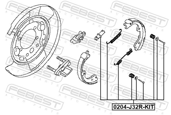 FEBEST-OE 0204-J32R-KIT.OE Accessory Kit, parking brake shoes for INFINITI,INFIN