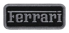 Ferrari Badge Embroidered Patch Black/Dark Gray Iron-On Sew-On Backpack Hat Bag