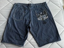 Vintage Karl Kani Cross Skull Wide Leg Baggy Shorts Size 50 Jean Shorts Felt