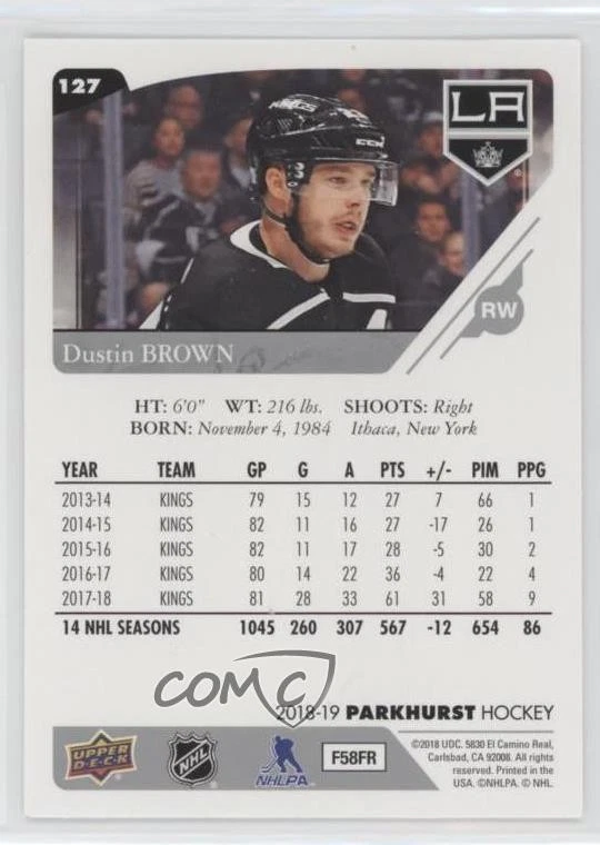 2018-19 Upper Deck Parkhurst Silver Dustin Brown #127 - Image 2 of 2