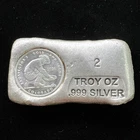 2024 Silver 2 oz .999 Fine Poured Bar w/ Colorado Prospectors Gold & Gems Round
