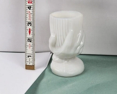 Vintage Milk Glass Hand Vase / Toothpick Holder – 3"
