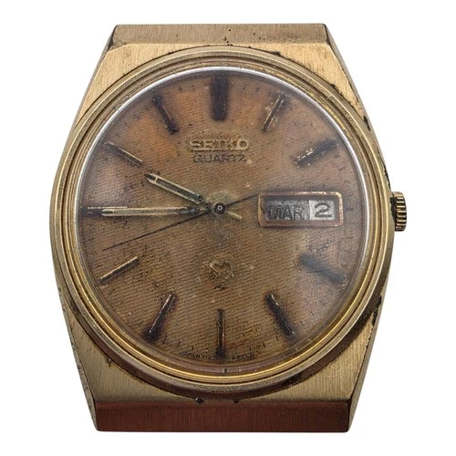 1980 Seiko Quartz Men's Watch Day Date 7123-8319 Parts Repair Vintage Lot