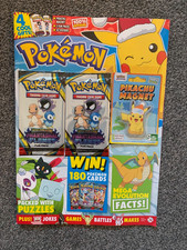 Pokemon Magazine #113 2025~2 Phantasmal Flames Fun Packs~Pikachu Magnet.