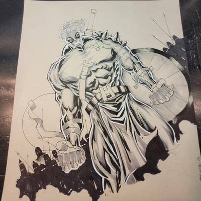 Battle hulk on 11x14 tan paper  get ready for battle done in ink and greys