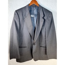 Yves Saint Laurent Vintage Men's Gray Pinstripe Tuxedo Jacket Satin Lapel 40R