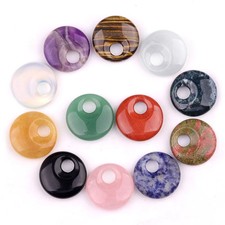 Natural 30MM Donut Gemstone Charms for Making Jewelry 8MM Hole Polishing Crystal