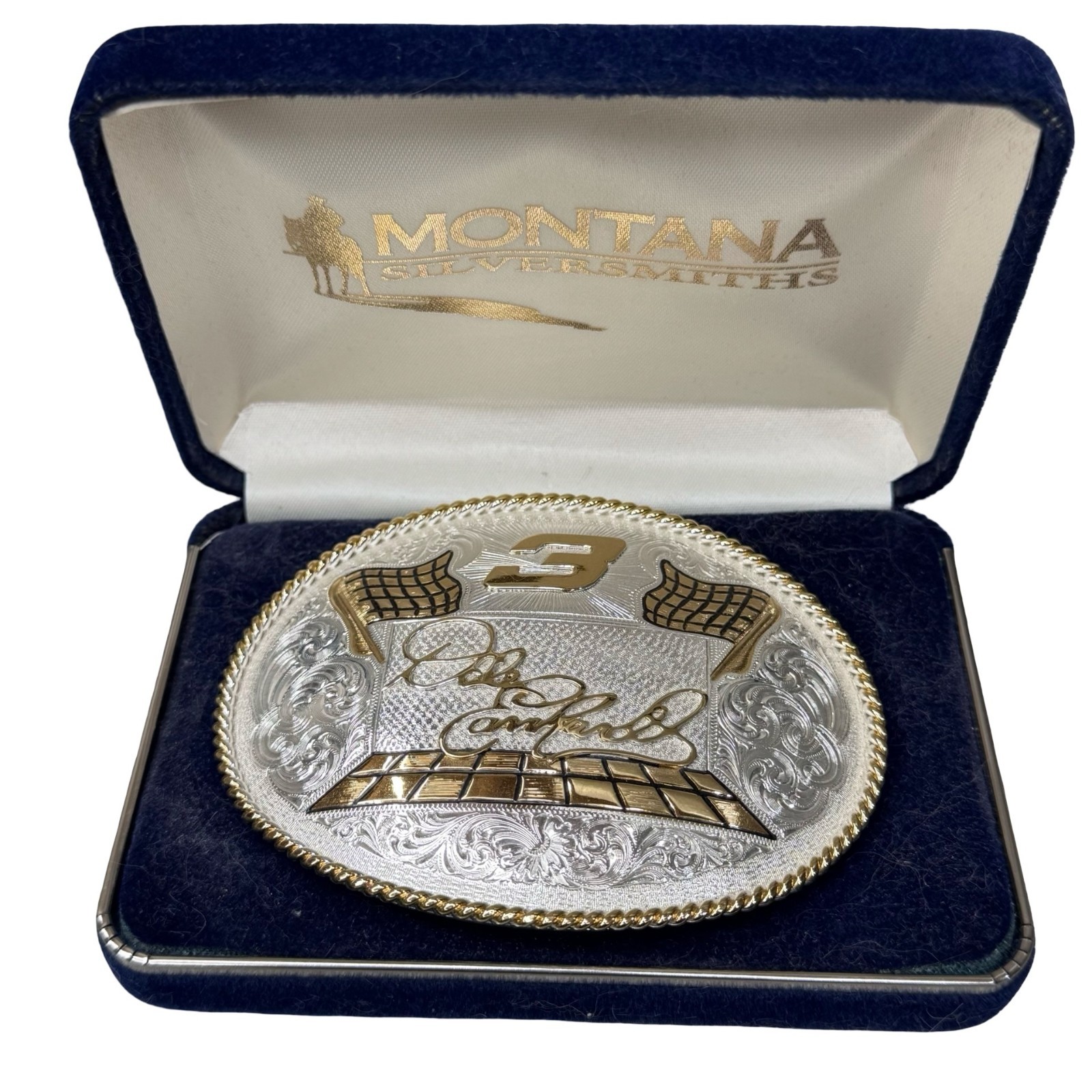Dale Earnhardt Montana Silversmiths #3 NASCAR Belt Buckle Silver Plate New W Box