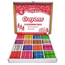 Cra-Z-Art Crayon Bulk Class Pack 800Ct 16 Assorted Colors Back To School Supply