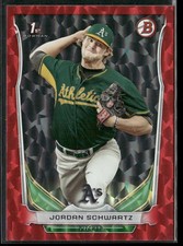 Jordan Schwartz 2014 Bowman Draft Red Ice #DP119 SN Oakland Athletics