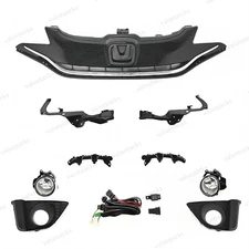 9PC For Honda FIT 2015-2017 EX Chrome Grille Fog lamp Headlight Brackets Kit