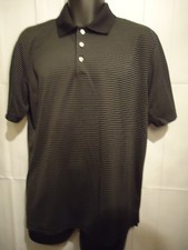 Chaps Men's Polo Shirt Striped Black / Gray Size M Medium