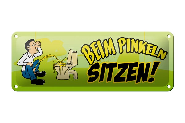 Blechschild Spruch 27X10 Cm Beim Pinkeln Sitzen Metall Deko Schild Tin Sign-image