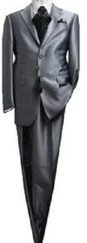 Traje para hombre GIORGIO FIORELLI 2 botones plata lisa brillante piel de tiburón  Foto 2 de 4