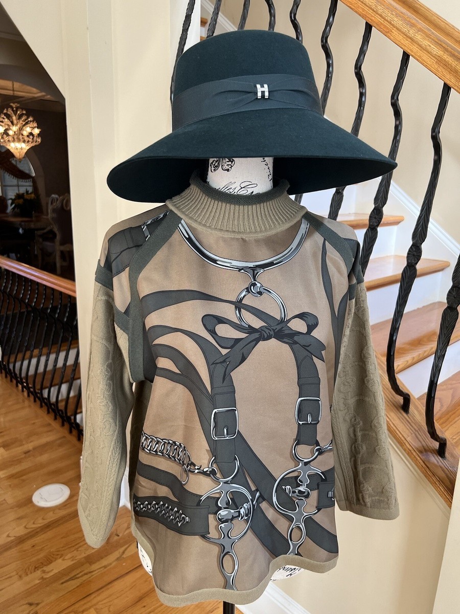 Brand New Hermes Farrah Pop H Women Hat Vert Sapin Size 56