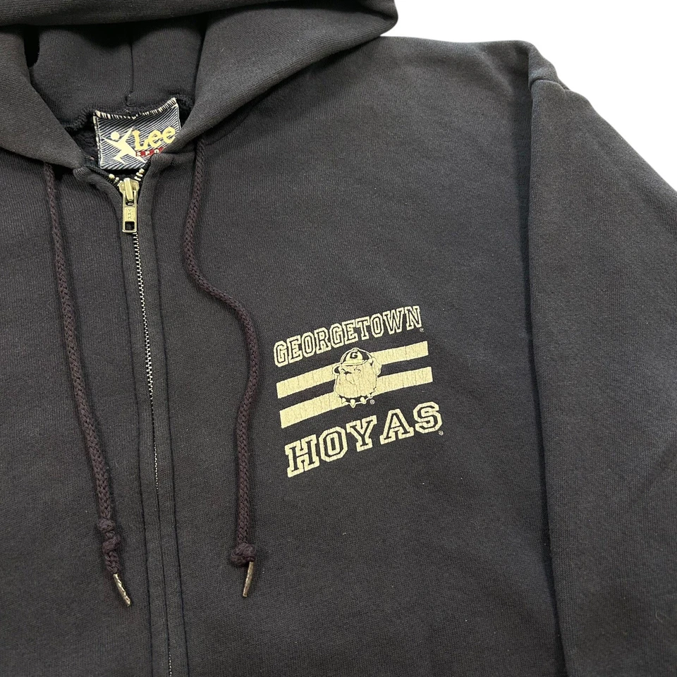Sudadera con Capucha Vintage Años 90 Nuez Moscada Georgetown Hoyas Bulldog Gráfico Cremallera Completa L Foto 3 de 4