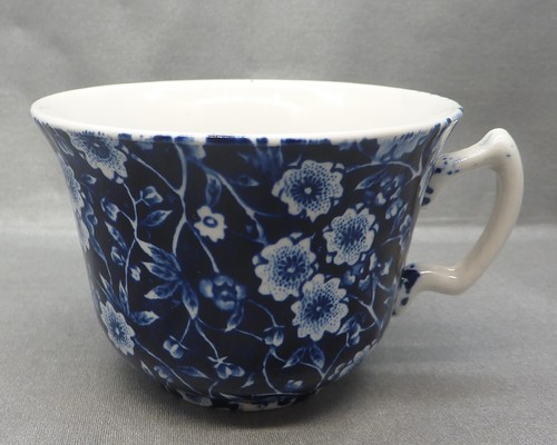 Vintage Burleigh Calico Blue and White Teacup & Saucer Staffordshire, England - Picture 5 of 8
