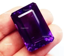Natural Violet Amethyst Emerald Cut 49.45+ Ct Certified Loose Gemstone