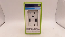 LEVITON T5632-W 3.6A USB DUAL TYPE-A IN-WALL CHARGER 15A TAMPER-RESIST WHITE
