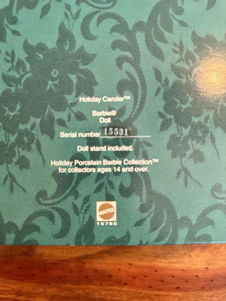Barbie 1996 "Holiday Caroler" muñeca de porcelana navideña colección Barbie nueva en caja #4 Foto 4 de 4