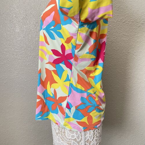 Lands End Sz L 14 16 Colorful Floral Retro Crew Swim Tee Rash Guard Long Sleeves - Picture 6 of 10