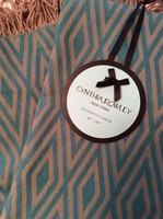 Cynthia Rowley Throw Blanket Turquoise Blue Tan 4 Fringe Geometric Design Cynthia Rowley Throw Blanket Turquoise Blue Tan 4 Fringe Geometric Design