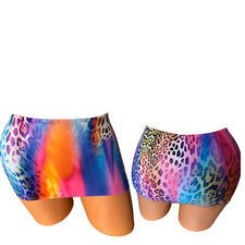 Micro mini skirt exotic dancewear bikini coverup multicolor animal print