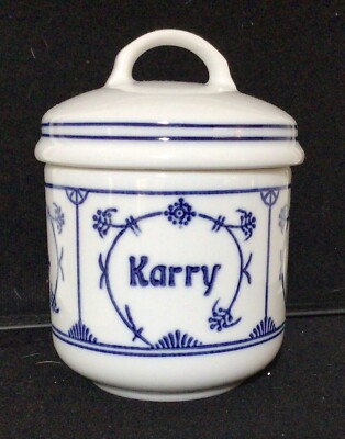 vintage JAGER EISENBERG original BLAU SAKS ceramic jar for KARRY , East Germany