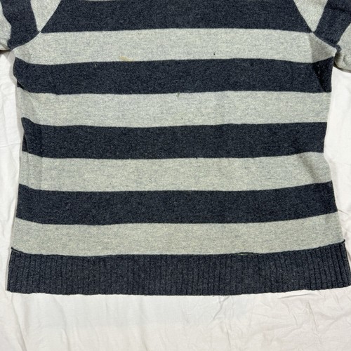 Spyder Sweater Mens Large Crewneck Lambs Wool Striped Gray Green Knit Pullover - Picture 4 of 13