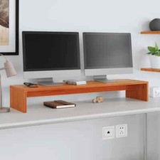 Image of Monitor Stand Wax Brown 100x27x15 cm Solid Wood Pine vidaXL