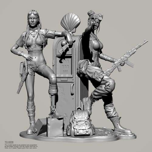 Punk Girls 3D Print Model Kit Unpainted Unassembled 1/24 1/8 1/6 - 第 2/3 張圖片