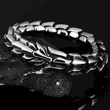 Men’s Dragon Viking Bracelet Stainless Steel Chain Fashion Cuff Bangle Bracelet