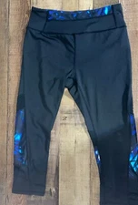 Kyodan Black And Blue Cropped Athletic Exercise Leggings Small With Pocket