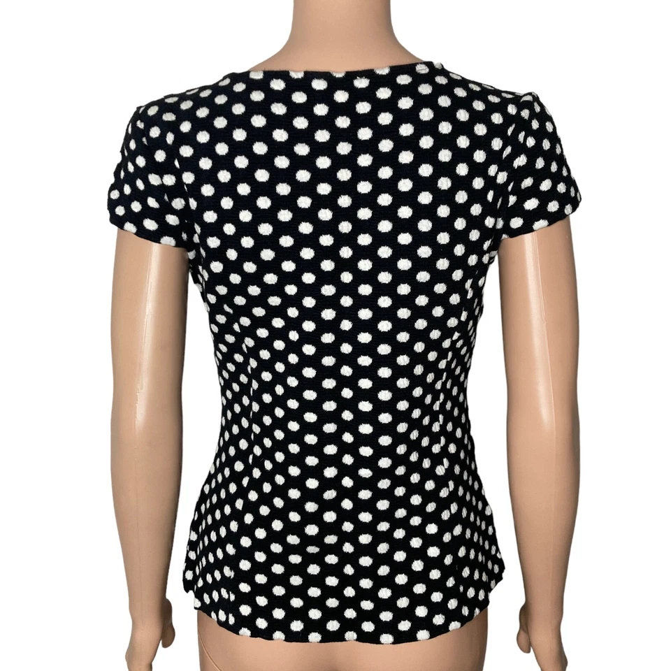 Suéter Ann Taylor Mujer Pequeño Lunares Negro Blanco Manga Corta Foto 2 de 4