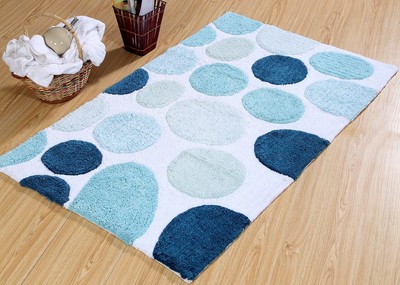 Bath Rug 100% Soft Cotton, Size 50x30 Inch, Latex Spray Non-Skid Backing, Mul...