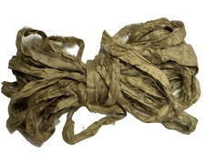 10 yards Recycled Sari Silk Ribbon Yarn Khaki
