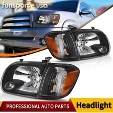 4Pcs Headlights For 05-06 Toyota Tundra 05-07 Sequoia Headlamps + Corner Lamps