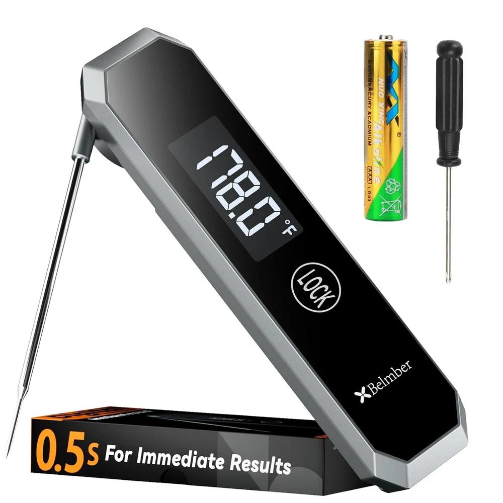 Meat Thermometer Digital, 0.5 Sec Instant Read with Gunmetal Gray Meat Thermometer Digital, 0.5 Sec Instant Read with Gunmetal Gray