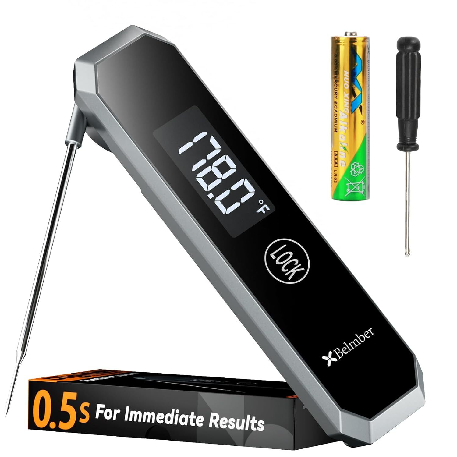 Meat Thermometer Digital, 0.5 Sec Instant Read with Gunmetal Gray-image
