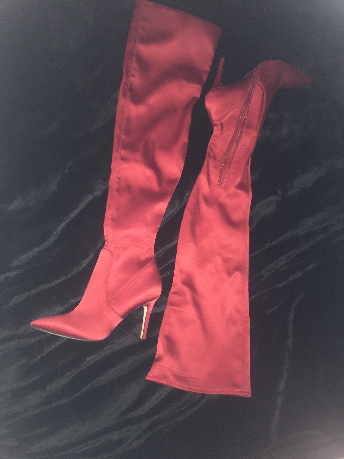 Aldo Red Satin Over The Knee Boot 