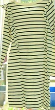 Tea dk blue horizontal stripe long sleeve, shoulder ruffle girls size 8